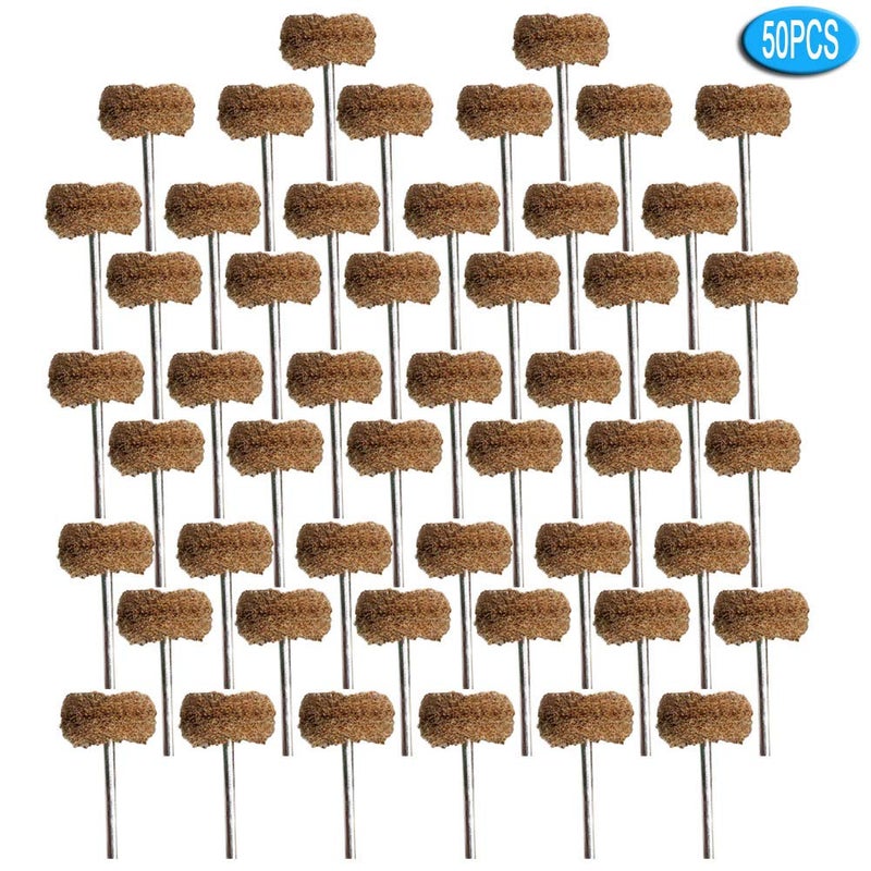 FPPO Abrasive Buffing Polishing Wheel Set for Rotary Tool,Removal of Rust Deburring on Metal Surface with 3mm Mandrel,Mini scouring pad Brush Polishing kit(grit 120 Brown 50pcs) - Image 4